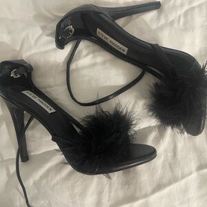 Steve Madden Black Feathered Heels